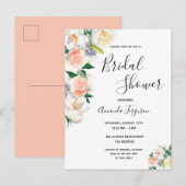 Rose Goldmedaille Blumenkoralle Einladung Dusche Postkarte (Vorne/Hinten)