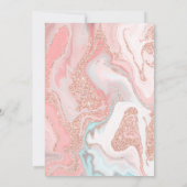 Rose Goldmedaille Glitzer Korallen rosa Marmorfled Einladung (Rückseite)