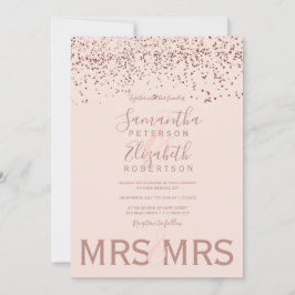 Rose Goldmedaille Konfetti Rosa Lesben Hochzeit Einladung