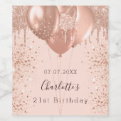 Rose Goldmedaille Rosa Ballons zum Geburtstag Spaß Weinetikett (Einzelnes Label)