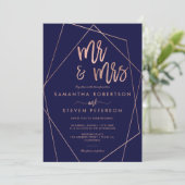 Rose Goldmedaille terrarium alle in einer Hochzeit Einladung (Stehend Vorderseite)