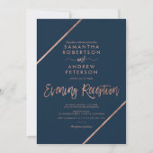 Rose Goldmedaille Typografie Abend Hochzeit Einladung (Vorderseite)