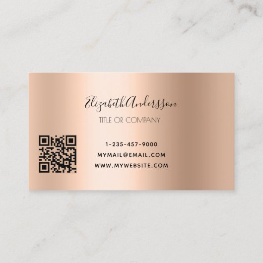 Rose Goldmetall-Agate-Marmorlogo QR-Code Visitenkarte (Rückseite)