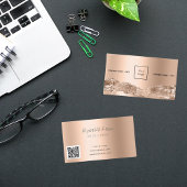 Rose Goldmetall-Agate-Marmorlogo QR-Code Visitenkarte