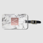 Rose Goldmonogramm aus Schwarz-weißem Stein Gepäckanhänger (Vorderseite (Horizontal))