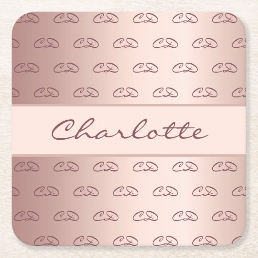 Rose Goldmonogramm-Muster Rechteckiger Pappuntersetzer (Vorderseite)