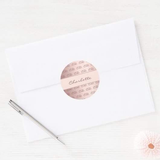 Rose Goldmonogramm-Muster Runder Aufkleber (Umschlag)