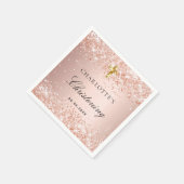 Rose Goldname Glitzer Serviette (Ecke)
