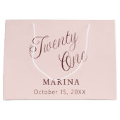 Rose Goldname-Skript 21. Geburtstag Große Geschenktüte (Vorderseite)