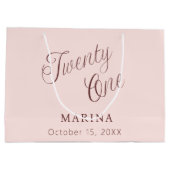 Rose Goldname-Skript 21. Geburtstag Große Geschenktüte (Rückseite)