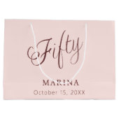 Rose Goldname-Skript 50. Geburtstag Große Geschenktüte (Rückseite)