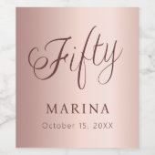 Rose Goldname-Skript 50. Geburtstag Weinetikett (Einzelnes Label)