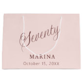 Rose Goldname-Skript 70. Geburtstag Große Geschenktüte (Vorderseite)