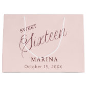 Rose Goldname Skript Sweet 16 Große Geschenktüte (Vorderseite)
