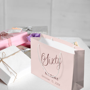Rose Goldnamenskript 60. Geburtstag Große Geschenktüte