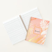 Rose Goldpalme Blätter moderne, elegante Monogramm Notizblock (Innenseite)