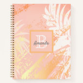 Rose Goldpalme Blätter moderne, elegante Monogramm Notizblock (Vorderseite)