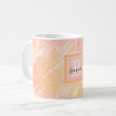 Rose Goldpalme Blätter Monogramm Kaffeetasse (Vorderseite Links)