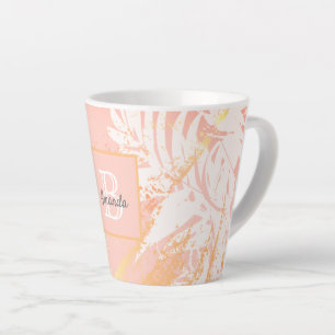 Rose Goldpalme Blätter Monogramm Milchtasse