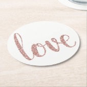 Rose Goldpapier Untersetzer, Liebe, Glitzer Schrif Runder Pappuntersetzer (Angewinkelt)