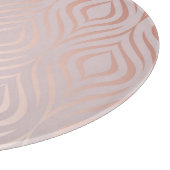 Rose Goldpfauenfedern, Vintag Schneidebrett (Ecke)