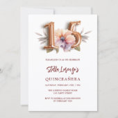 Rose Goldpfirsichblüte Quinceanera Einladung (Vorderseite)