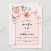 Rose Goldpfirsiche Graduation Party Einladung (Vorderseite)