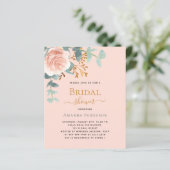 Rose Goldpfirsichgeld Bridal Dusche Einladung (Stehend Vorderseite)