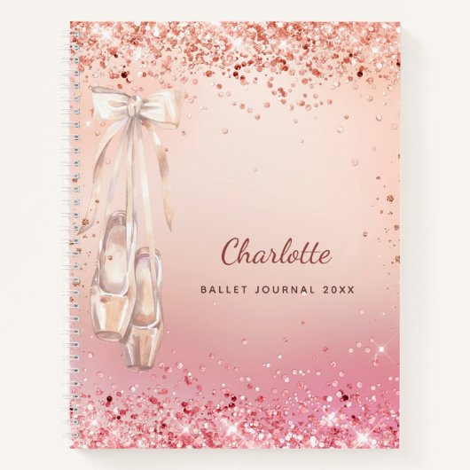 Rose Goldpinke Ballet Tanzmonogramm Notizblock (Vorderseite)
