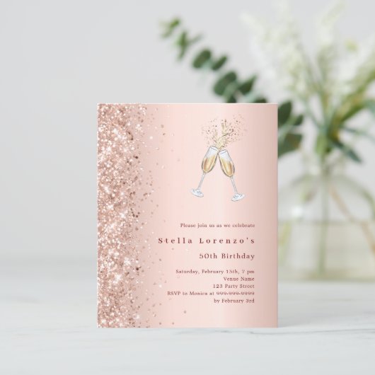 Rose Goldpinke Geburtstagsfeier (Stehend Vorderseite)