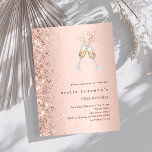 Rose Goldpinke Geburtstagsfeier<br><div class="desc">Für eine elegante 50. Geburtstagsfeier (oder jedes Alter). Eine Rose goldener Hintergrund. Dekoriert mit Konfetti und ein Paar Flöten. Personalisieren und fügen Sie einen Namen und Party-Details hinzu. 1 Blatt = 1 Einladung mit Druckkante bis Kante.</div>