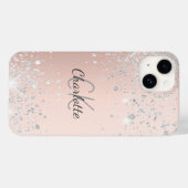 Rose Goldpinke silberne Glitzer Monogrammbezeichnu Case-Mate iPhone Hülle (Rückseite (Horizontal))