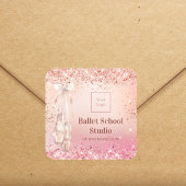 Rose Goldpinke Tanzschule Logo Quadratischer Aufkleber