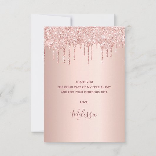 Rose Goldpinke Tropfen aus dem 80. Dankeskarte (Rückseite)