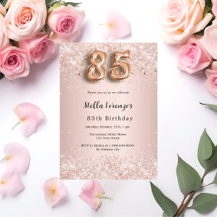 Rose Goldpinken Konfetti zum 85. Einladung