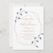 Rose Goldrahmen Aquarellfarben Blau Bestätigung Einladung (Vorderseite)