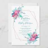 Rose Goldrahmen Aquarelltaufe Einladung (Vorderseite)