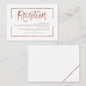 Rose Goldrahmen-Skript, weißer Empfang Begleitkarte (Vorne/Hinten)