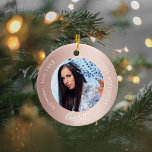 Rose Goldrot Brussel Foto Geburtstag Keramik Ornament<br><div class="desc">Eine klassische Rose Gold,  Farbverlauf rot. Weißer Text. Personalisieren und fügen Sie einen Namen,  Datum,  Alter und Foto.</div>