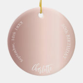Rose Goldrot Brussel Foto Geburtstag Keramik Ornament (Hinten)