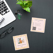 Rose Goldrot elegantes Foto QR-Code Quadratische Visitenkarte