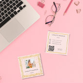 Rose Goldrot elegantes Foto QR-Code Quadratische Visitenkarte