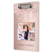 Rose Goldrot Foto Name Tropfen Klemmbrett (Links)