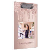 Rose Goldrot Foto Name Tropfen Klemmbrett (Rechts)
