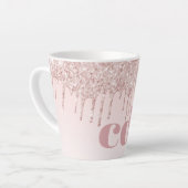 Rose Goldrot Glitzer Monogramm Milchtasse (Linke Ecke)