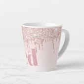 Rose Goldrot Glitzer Monogramm Milchtasse (Rechte Ecke)
