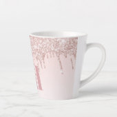 Rose Goldrot Glitzer Monogramm Milchtasse (Rechts)