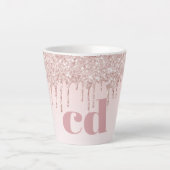 Rose Goldrot Glitzer Monogramm Milchtasse (Vorderseite)