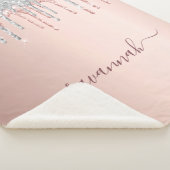 Rose Goldrot Glitzer Silbermonogramm Funkeln Sherpadecke (3/4)