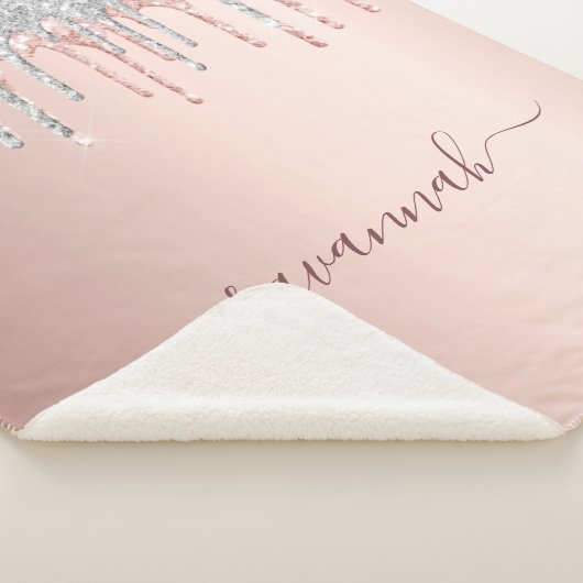 Rose Goldrot Glitzer Silbermonogramm Funkeln Sherpadecke (3/4)
